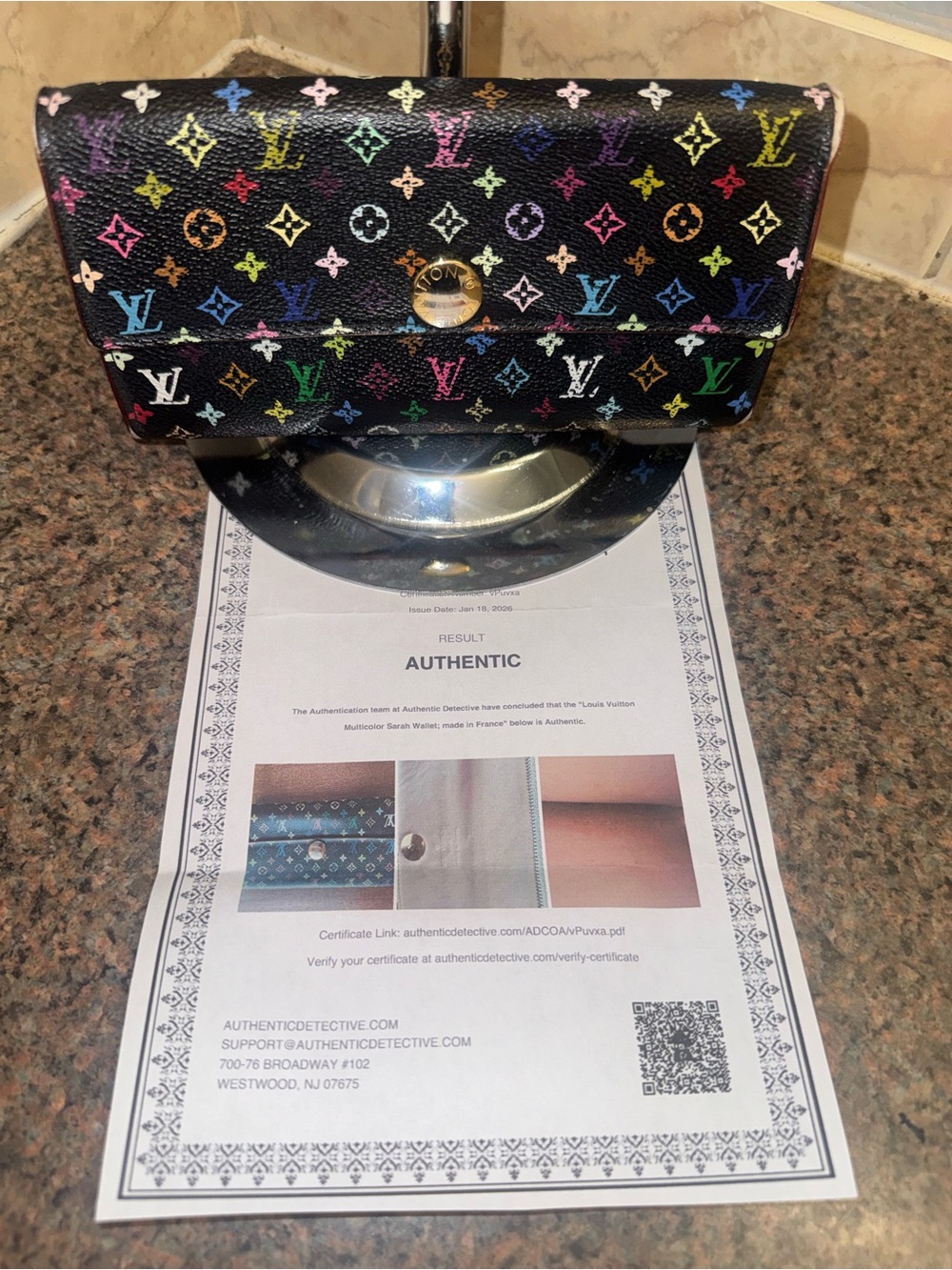 Louis Vuitton Black Murakami Wallet with COA